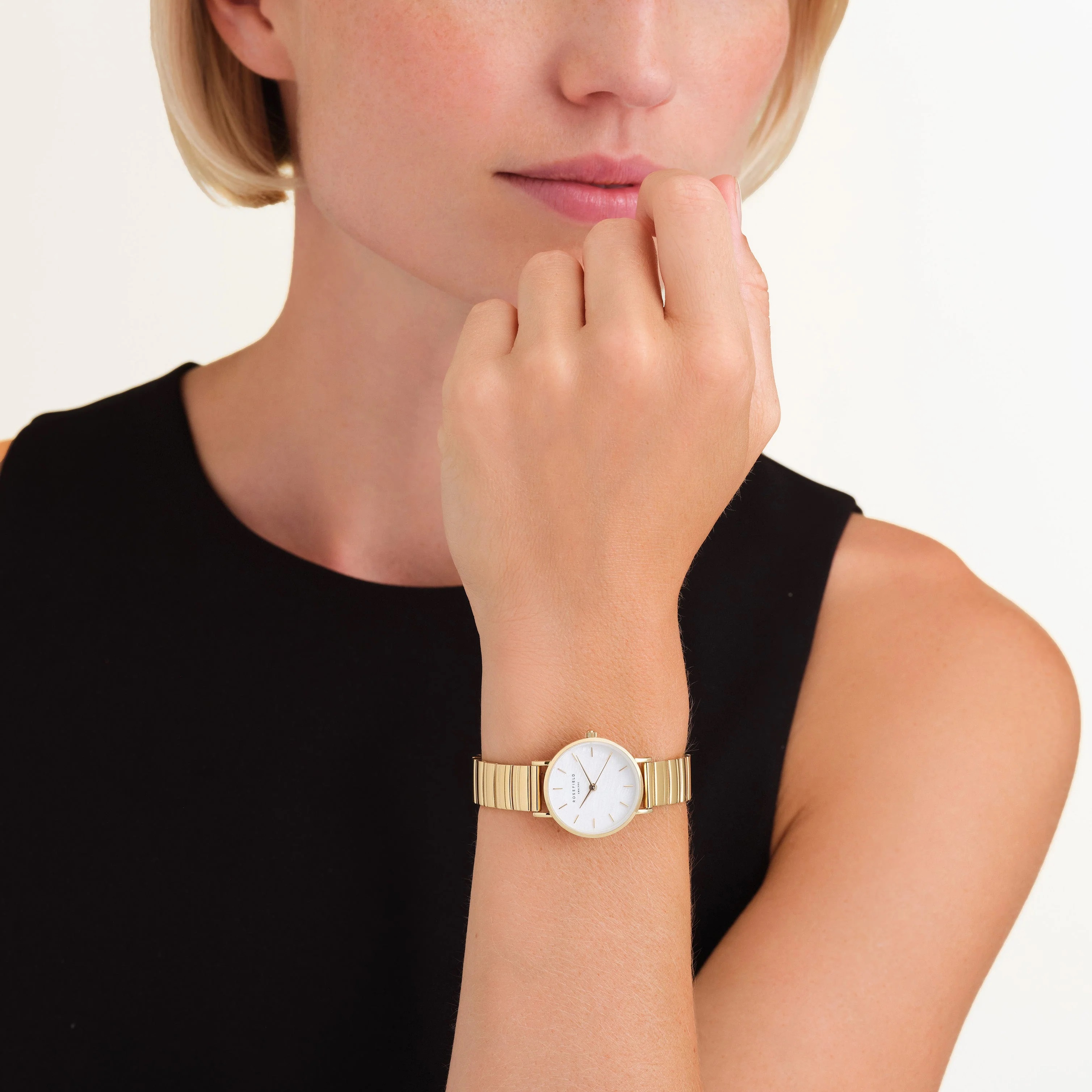 ROSEFIELD Small Edit Mother Of Pearl Dial 26mm Gold Stainless Steel Bracelet SEWGSG-SE02 - 3