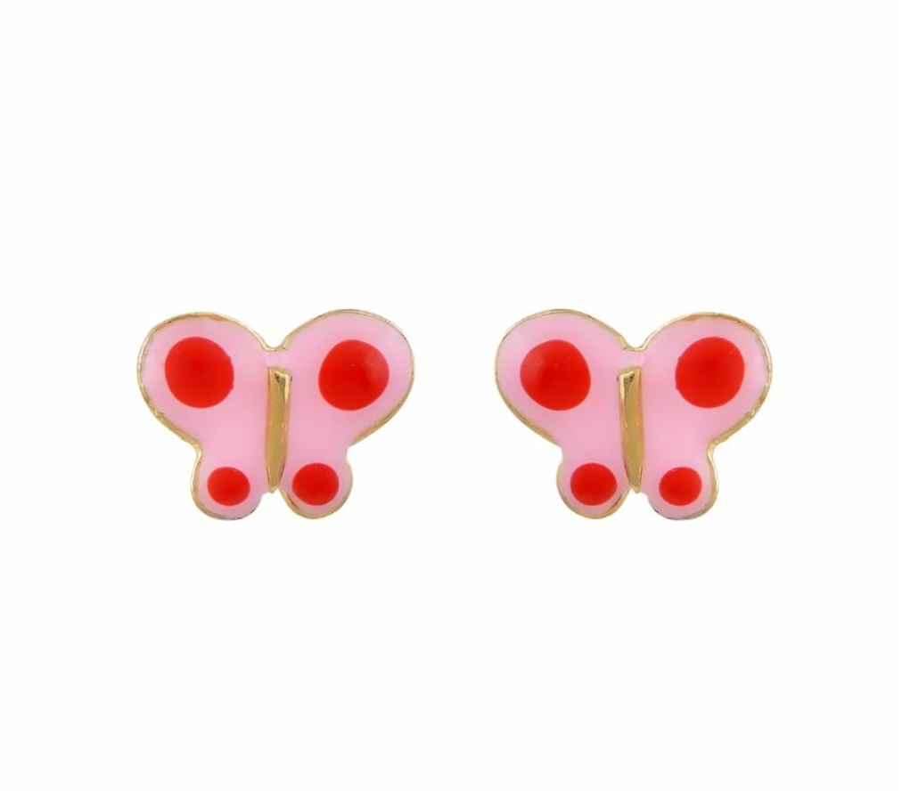 ΣΚΟΥΛΑΡΙΚΙΑ Πεταλούδες BabyJewels 9Κ Κίτρινο Χρυσό με Σμάλτο SK1209Y.K9