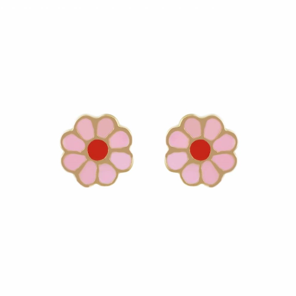 EARRINGS Flower BabyJewels K9 Yellow Gold with Enamel SK1365A.K9