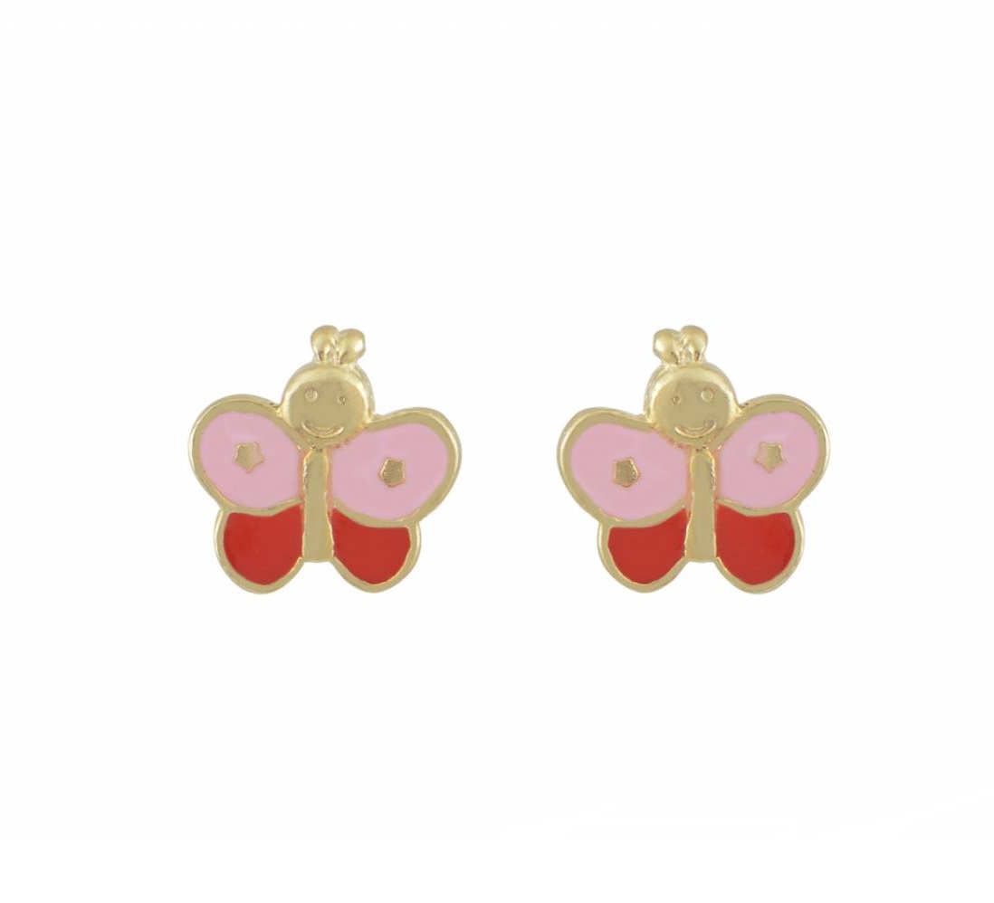 ΣΚΟΥΛΑΡΙΚΙΑ Πεταλούδες BabyJewels Κ9 Κίτρινο Χρυσό με Σμάλτο SK1448.K9