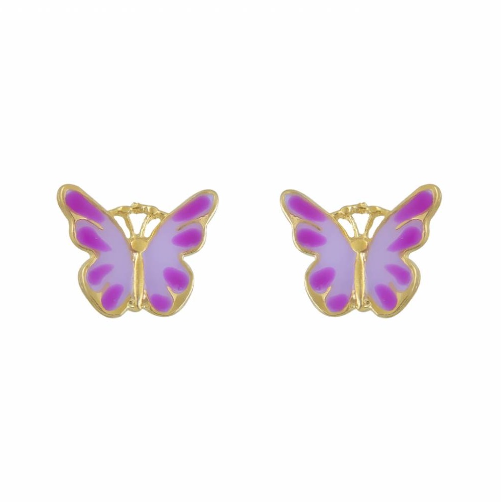 ΣΚΟΥΛΑΡΙΚΙΑ Πεταλούδες BabyJewels Κ9 Κίτρινο Χρυσό με Σμάλτο SK1452.K9
