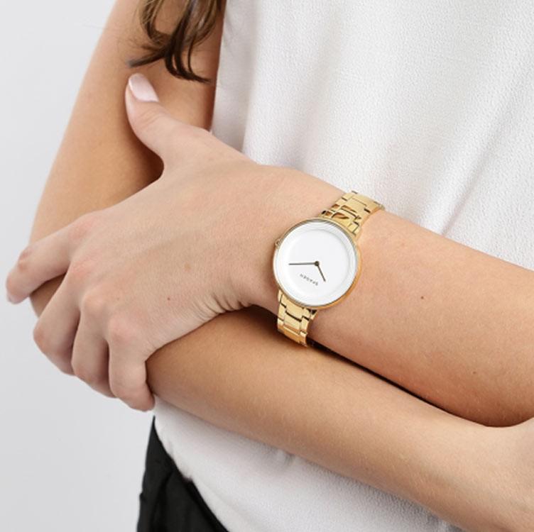 SKAGEN Ditte Three Hands 36.5mm Gold Stainless Steel Bracelet SKW2330 - 