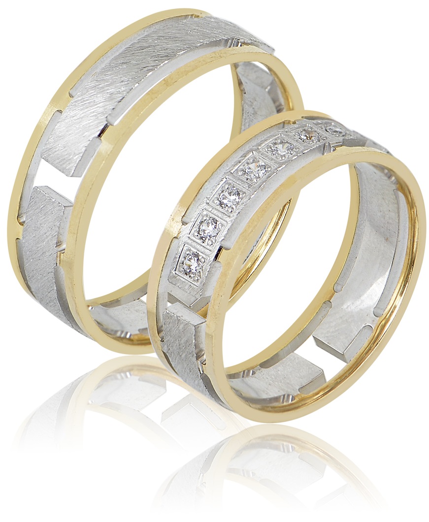 MASCHIO FEMMINA Sottile Plus Collection Wedding Rings White and Yellow Gold SL122 - Yellow & White Gold