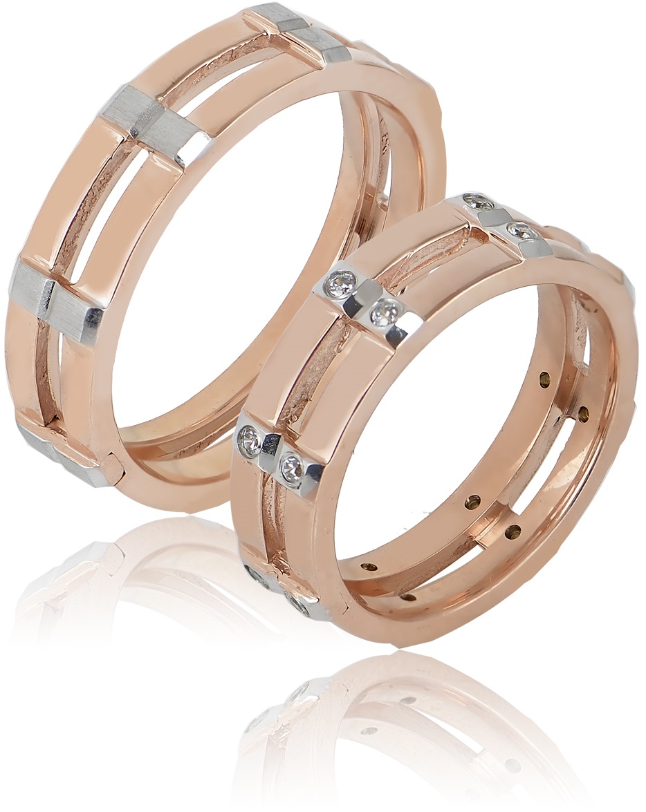 MASCHIO FEMMINA Sottile Plus Collection Wedding Rings White and Rose Gold SL124 - Rose & White Gold
