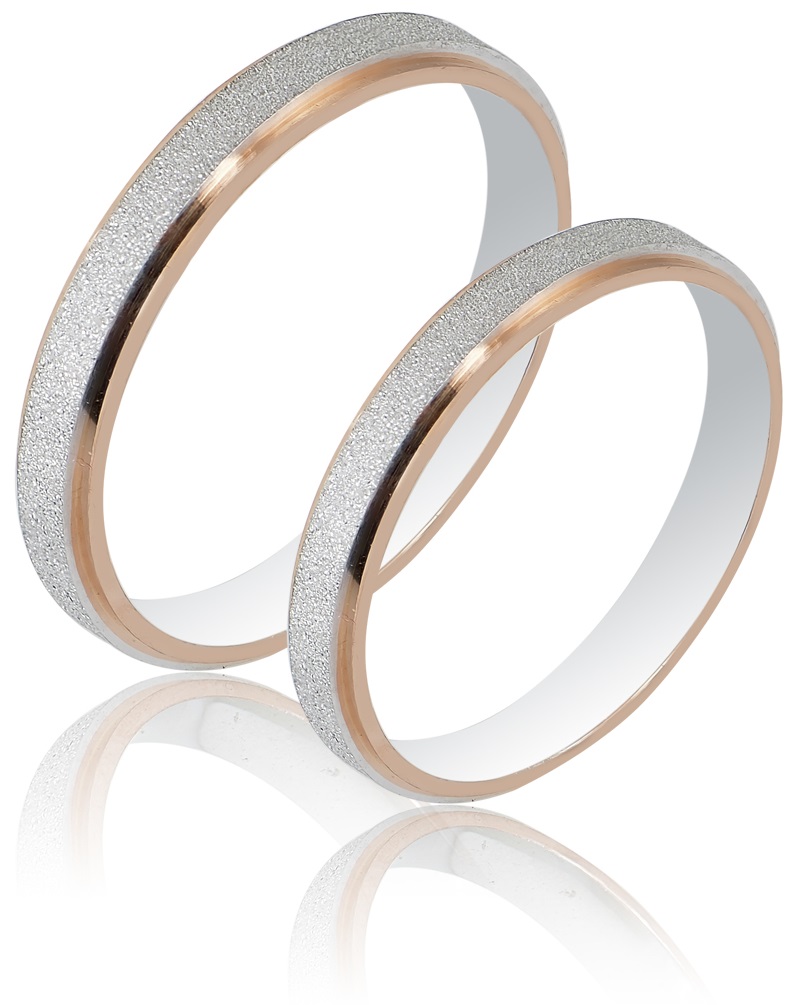 MASCHIO FEMMINA Sottile Plus Collection Wedding Rings White and Rose Gold SL126 - Rose & White Gold