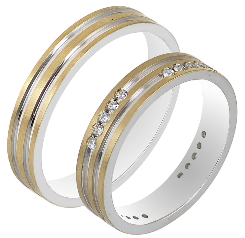 MASCHIO FEMMINA Sottile Plus Collection Wedding Rings White and Yellow Gold SL99