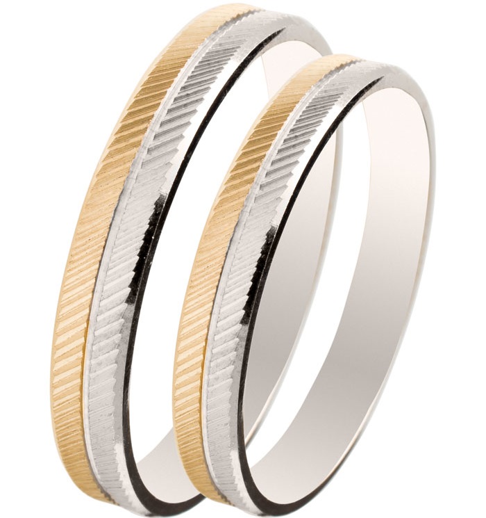 MASCHIO FEMMINA Slim Collection Βέρες Λευκό και Κίτρινο Χρυσό SL12