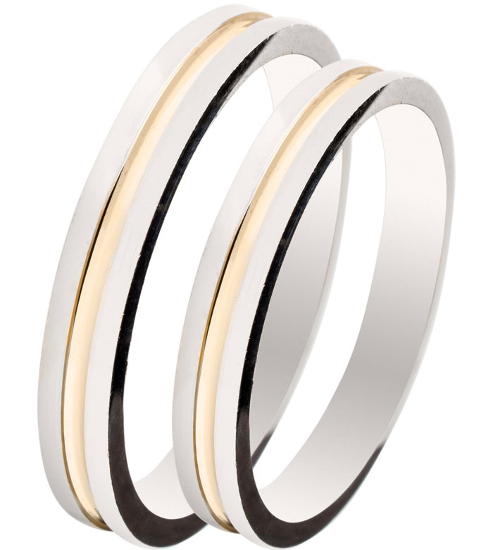 MASCHIO FEMMINA Slim Collection Wedding Rings Yellow and White Gold SL16