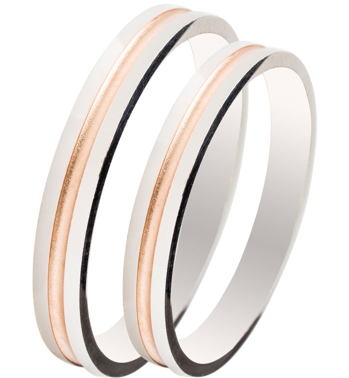 MASCHIO FEMMINA Slim Collection Wedding Rings White and Rose Gold SL15 - Rose & White Gold