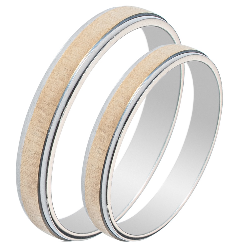 MASCHIO FEMMINA Sottile Collection Wedding Rings 18K White and Yellow Gold SL30