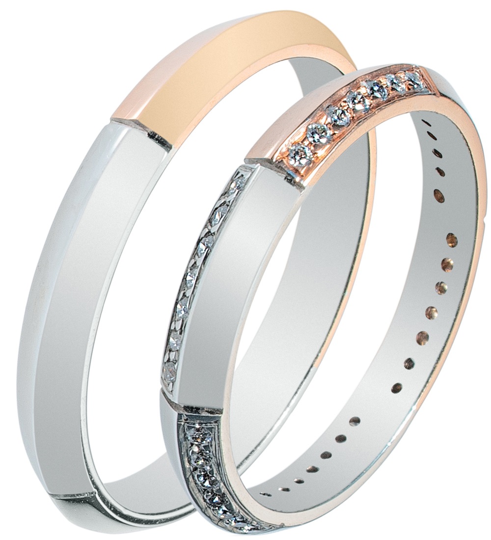 MASCHIO FEMMINA Sottile Collection Wedding Rings White and Rose Gold SL45