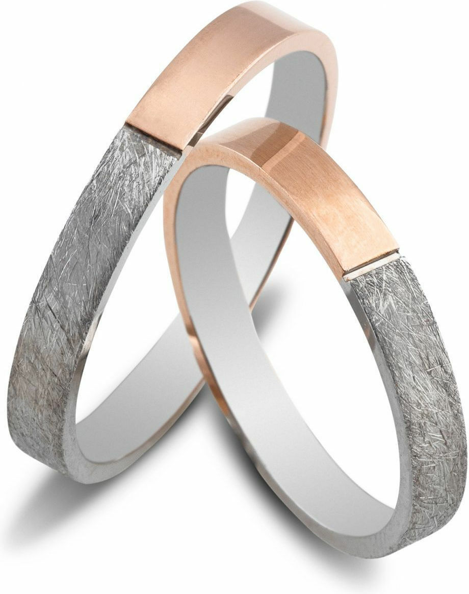 MASCHIO FEMMINA Sottile Collection Wedding Rings White and Rose Gold SL50