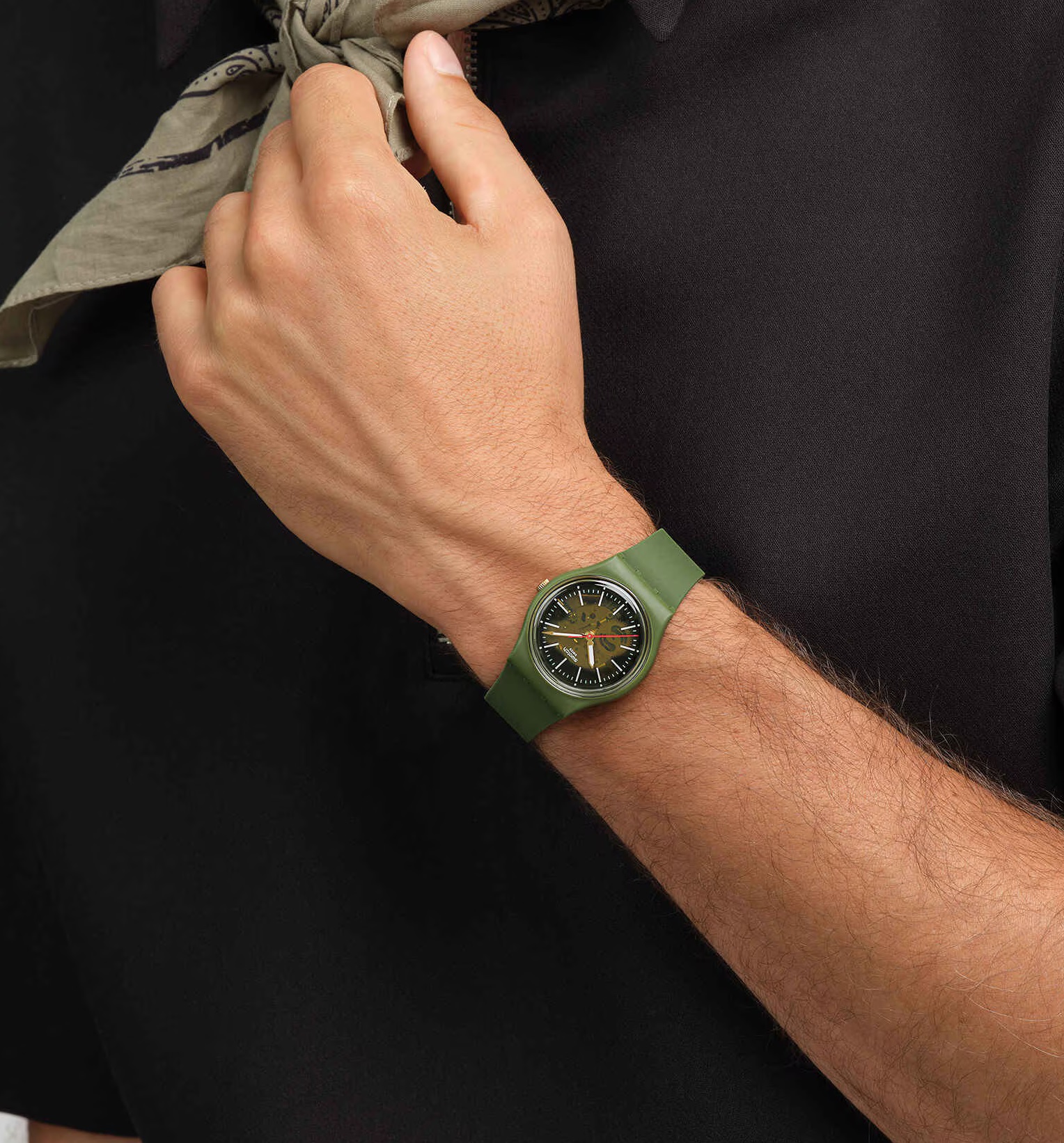SWATCH Thru The Greenery Three Hands 34mm Green Silicone Strap SO28G110 - 4