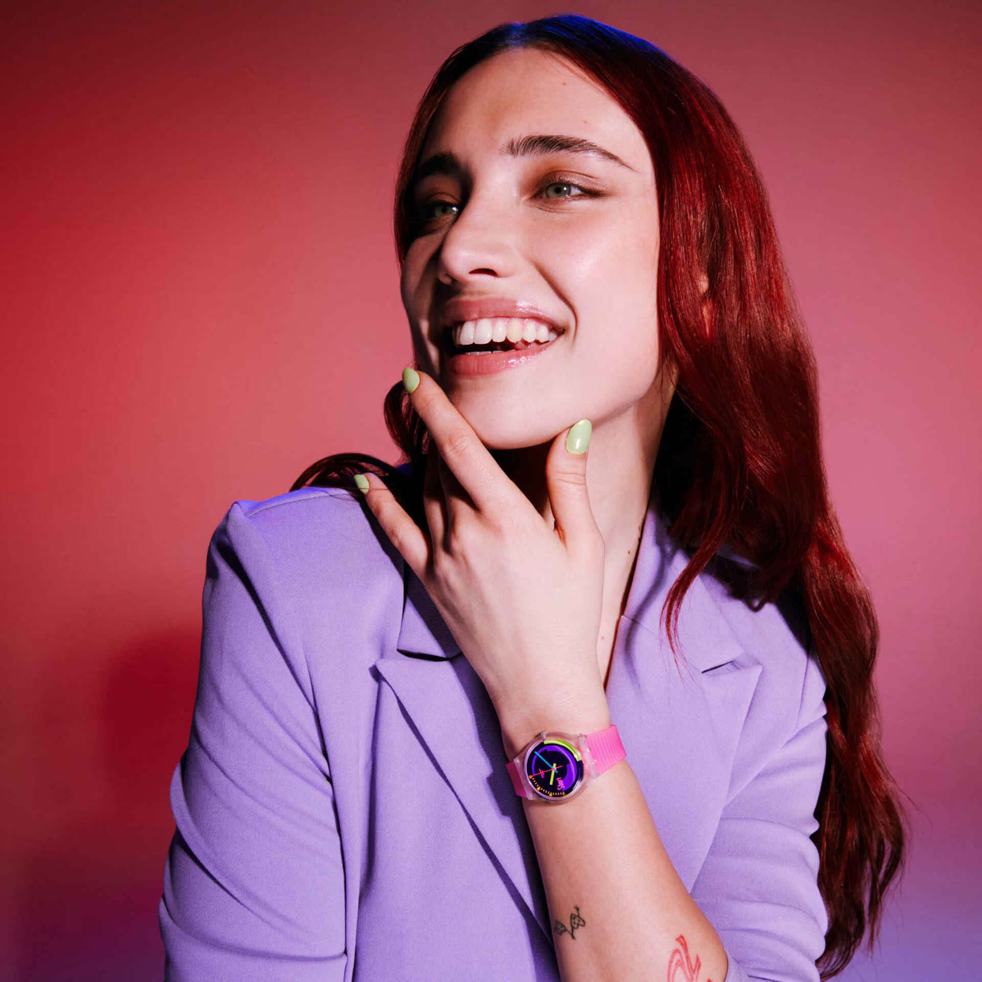 SWATCH Neon Pink Podium 34mm Pink Silicon Strap SO28K111 - 3