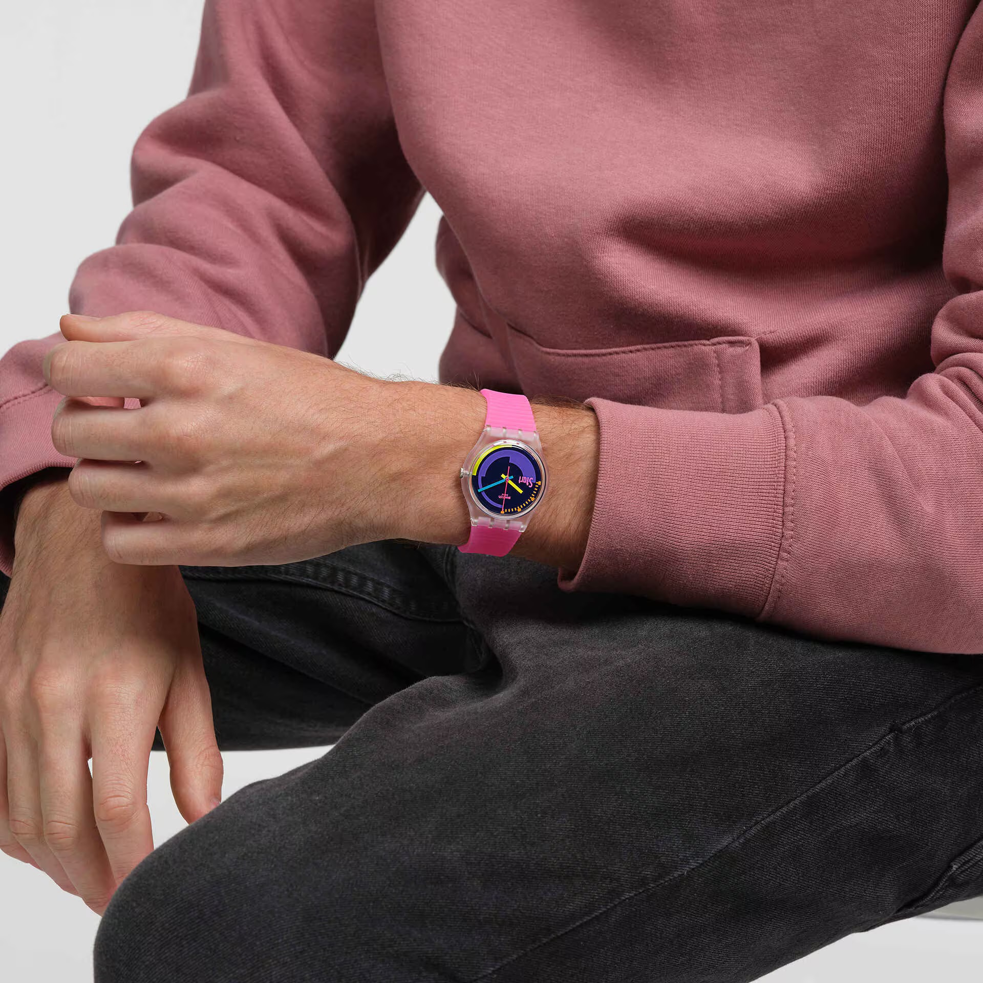 SWATCH Neon Pink Podium 34mm Pink Silicon Strap SO28K111 - 4