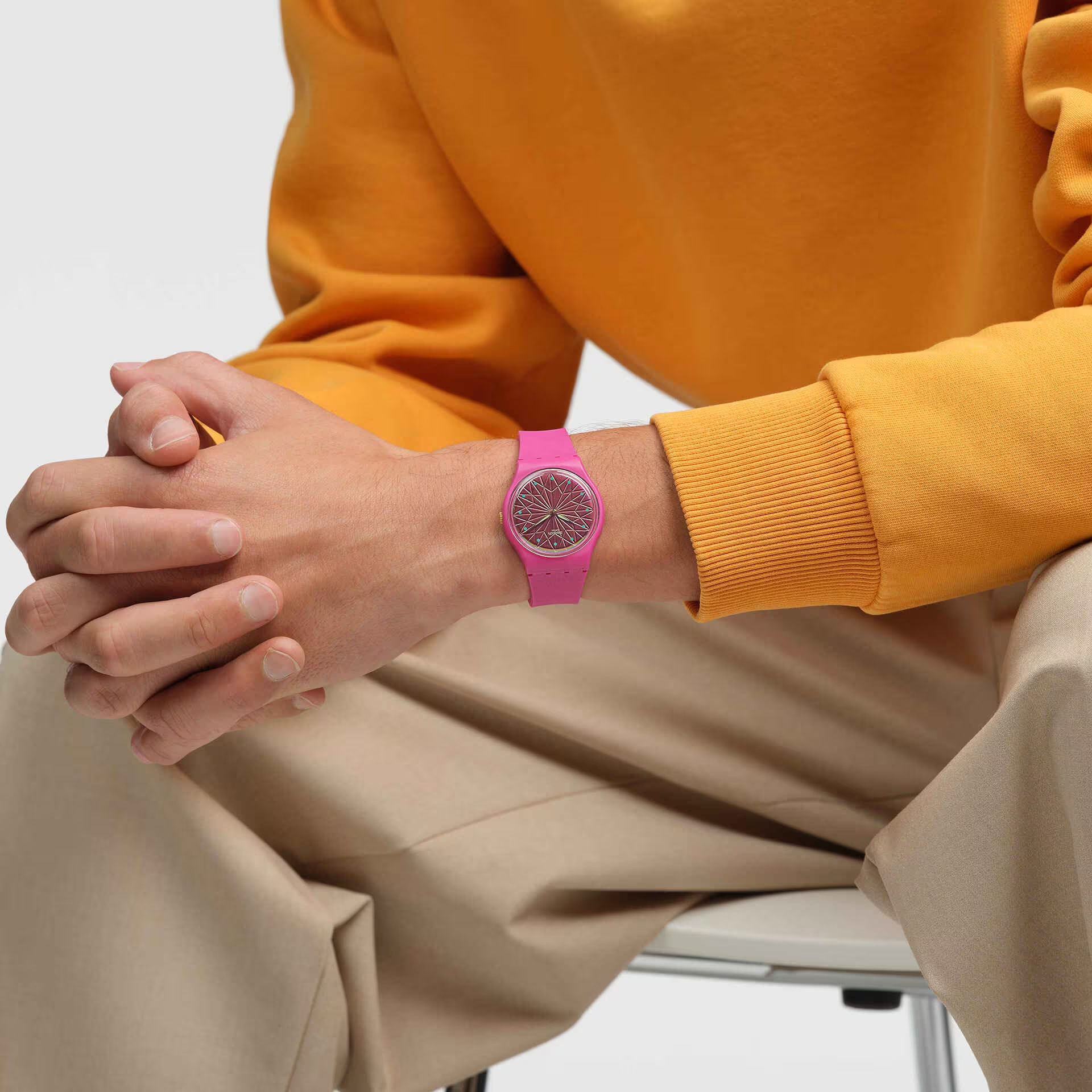 SWATCH Fantastic Fuchsia 34mm Fuchsia Silicon Strap SO28P110 - 5