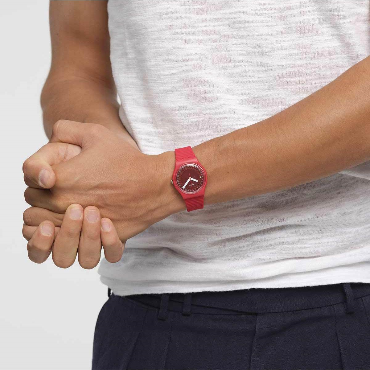 SWATCH Cycles In The Sun 34mm Red Silicone Strap SO28R400 - 3