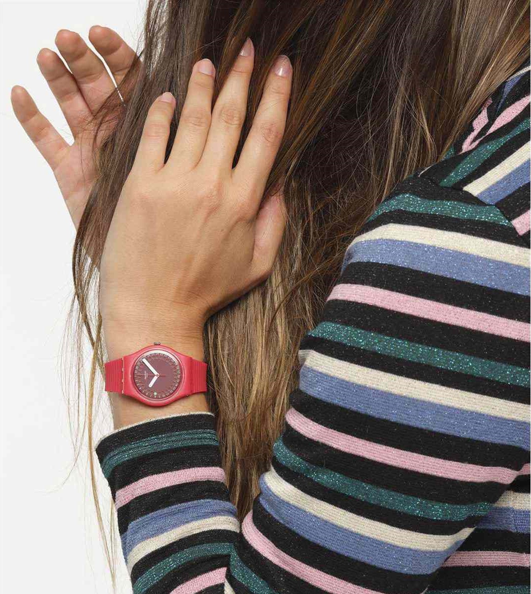 SWATCH Cycles In The Sun 34mm Red Silicone Strap SO28R400 - 4