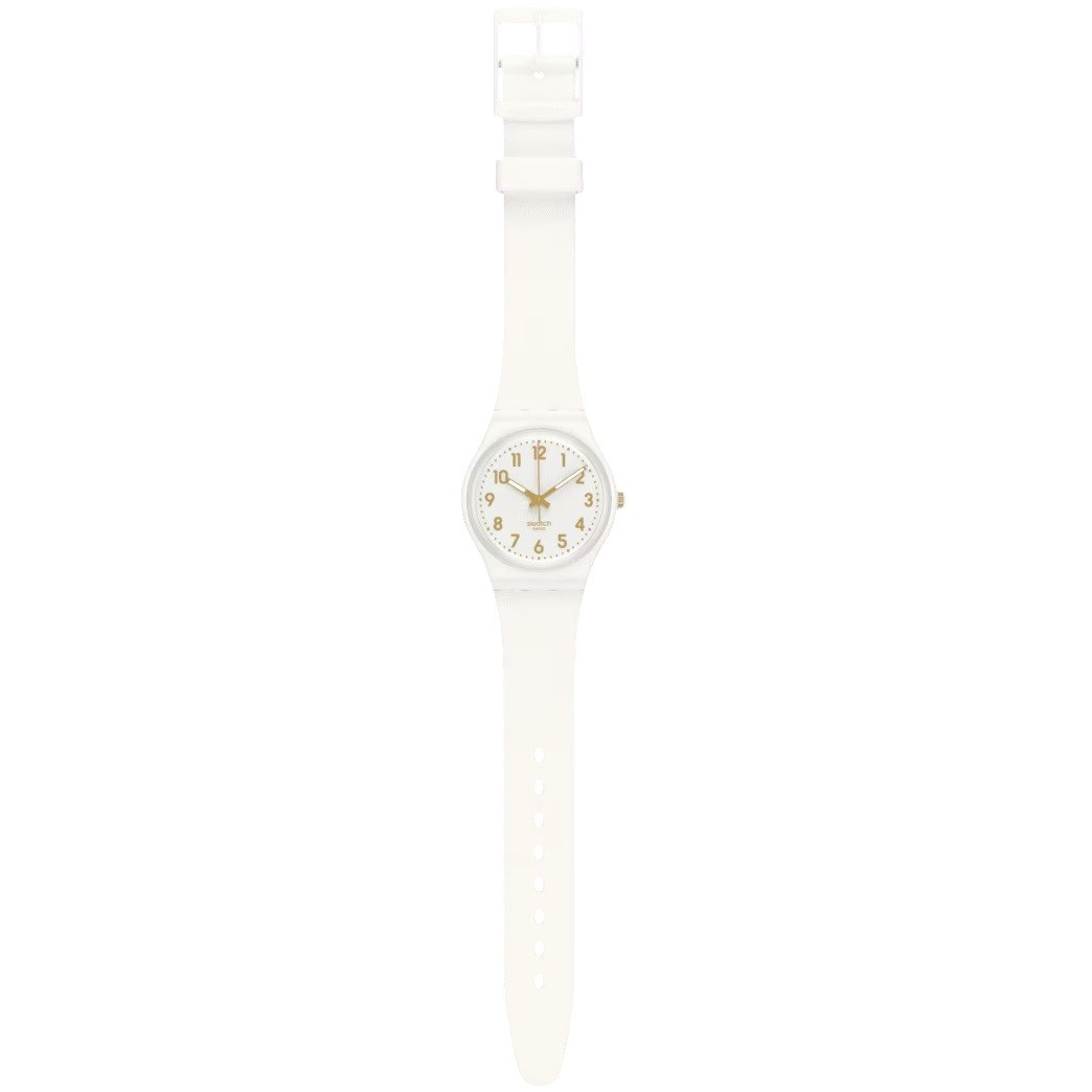 SWATCH Classic White Bishop 34mm White Silicone Strap SO28W106-S14 - 