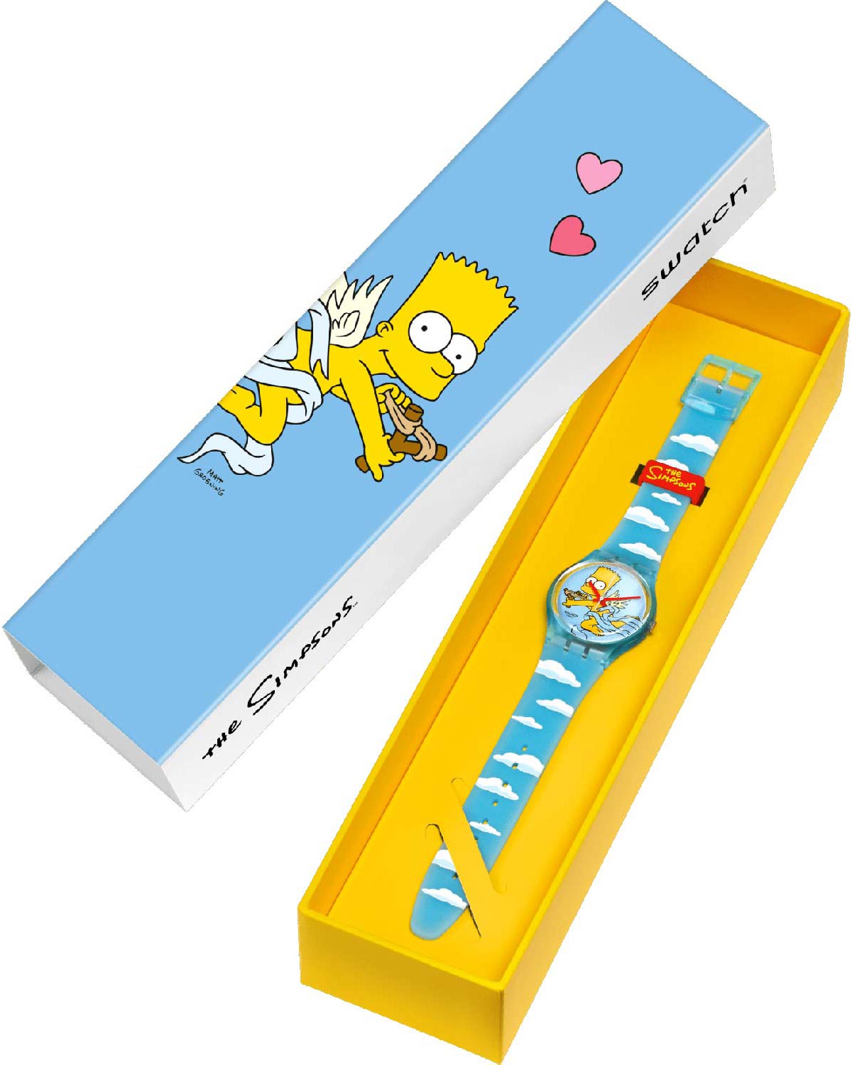 SWATCH The Simpsons Colllection Valentine's Day Angel Bart 34mm Two Tone Light Blue Silicon Strap SO28Z115 - 7