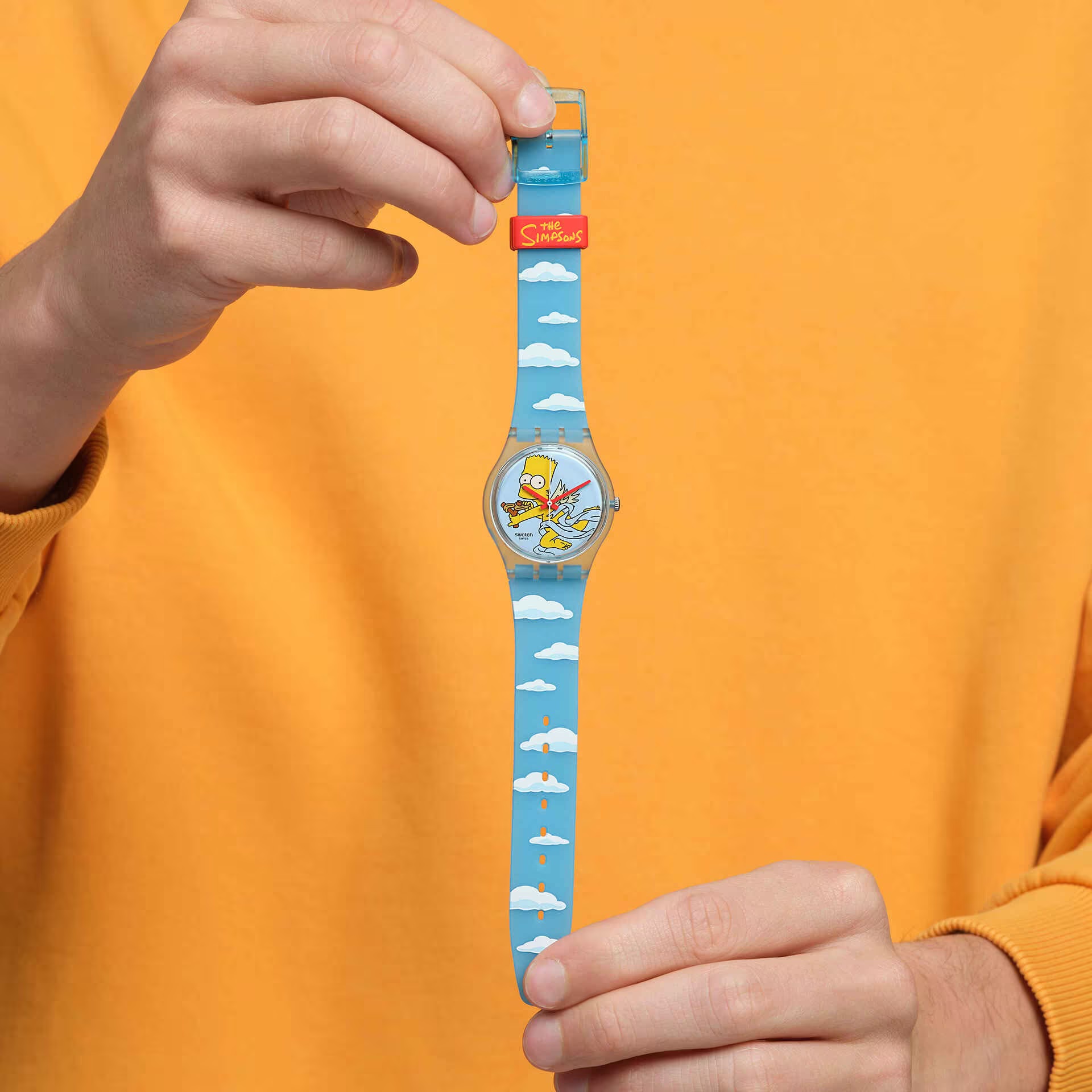 SWATCH The Simpsons Colllection Valentine's Day Angel Bart 34mm Two Tone Light Blue Silicon Strap SO28Z115 - 5