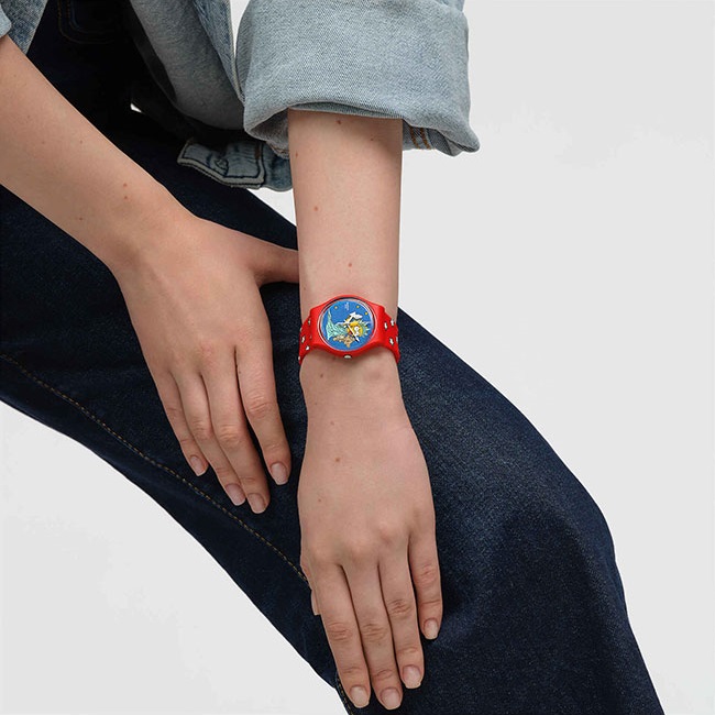 SWATCH The Simpsons Colllection Little Lady Liberty 34mm Red Silicon Strap SO28Z120 - 4