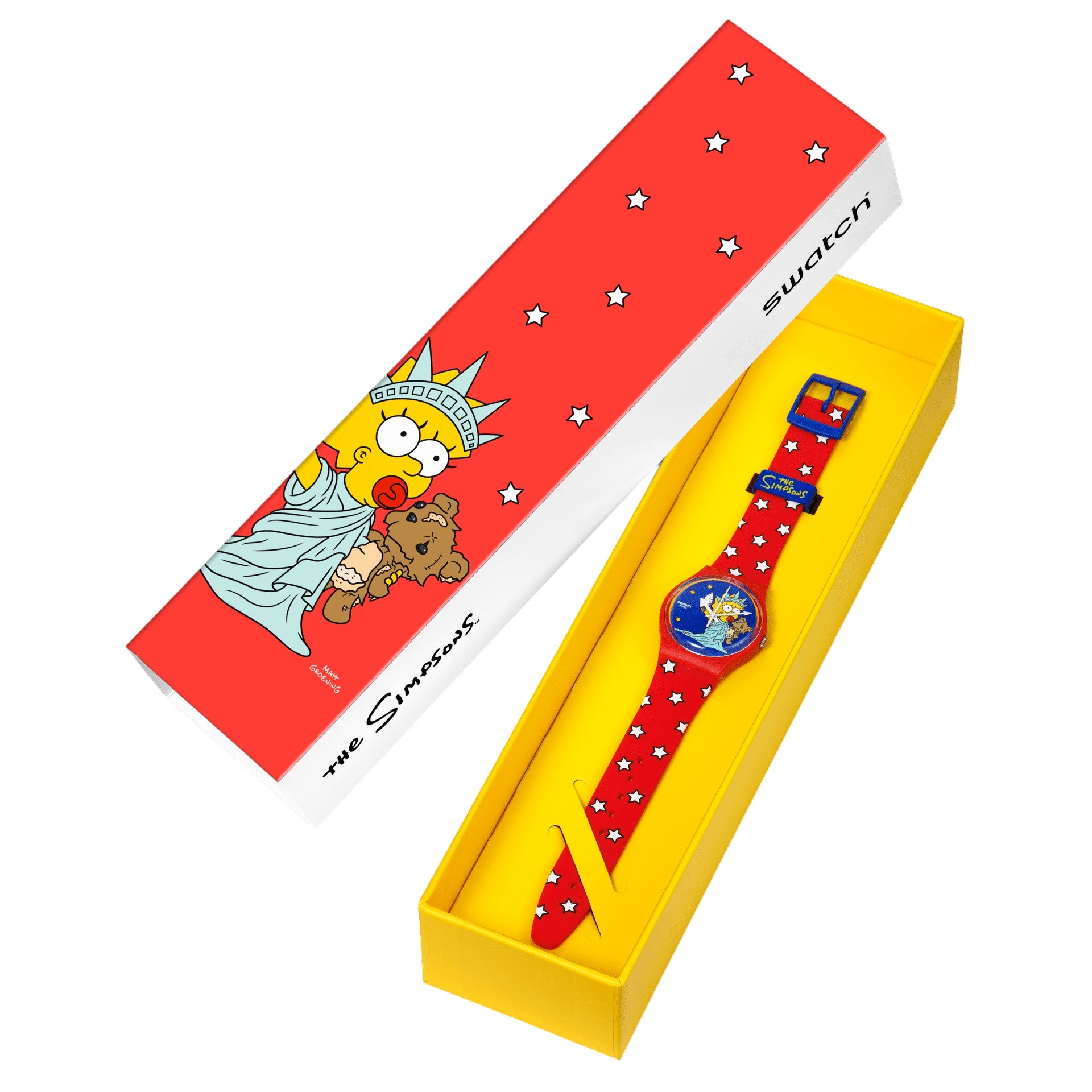 SWATCH The Simpsons Colllection Little Lady Liberty 34mm Red Silicon Strap SO28Z120 - 5