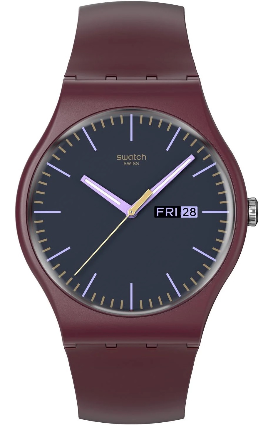 SWATCH Burgundy Berry Three Hands 41mm Red Silicon Strap SO29R707 - 