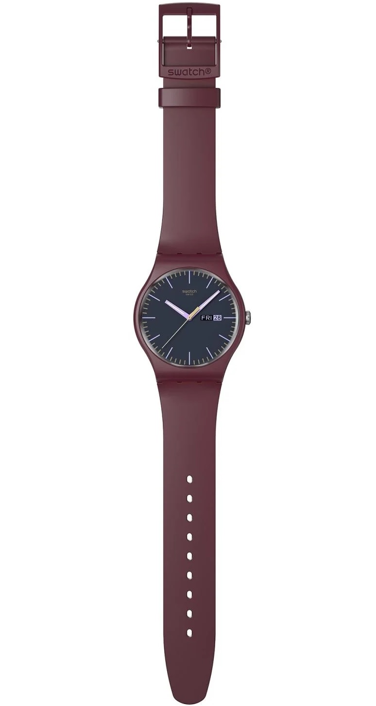 SWATCH Burgundy Berry Three Hands 41mm Red Silicon Strap SO29R707 - 3