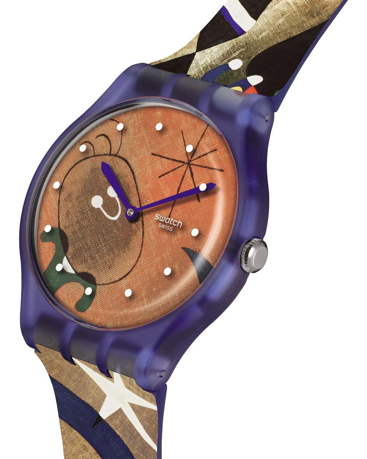 SWATCH X Tate Women and Bird In The Moonlight by Joan Miro 41mm Multicolor Rubber Strap SO29Z136 - 