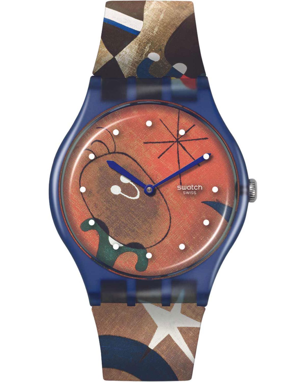 SWATCH X Tate Women and Bird In The Moonlight by Joan Miro 41mm Multicolor Rubber Strap SO29Z136 - 