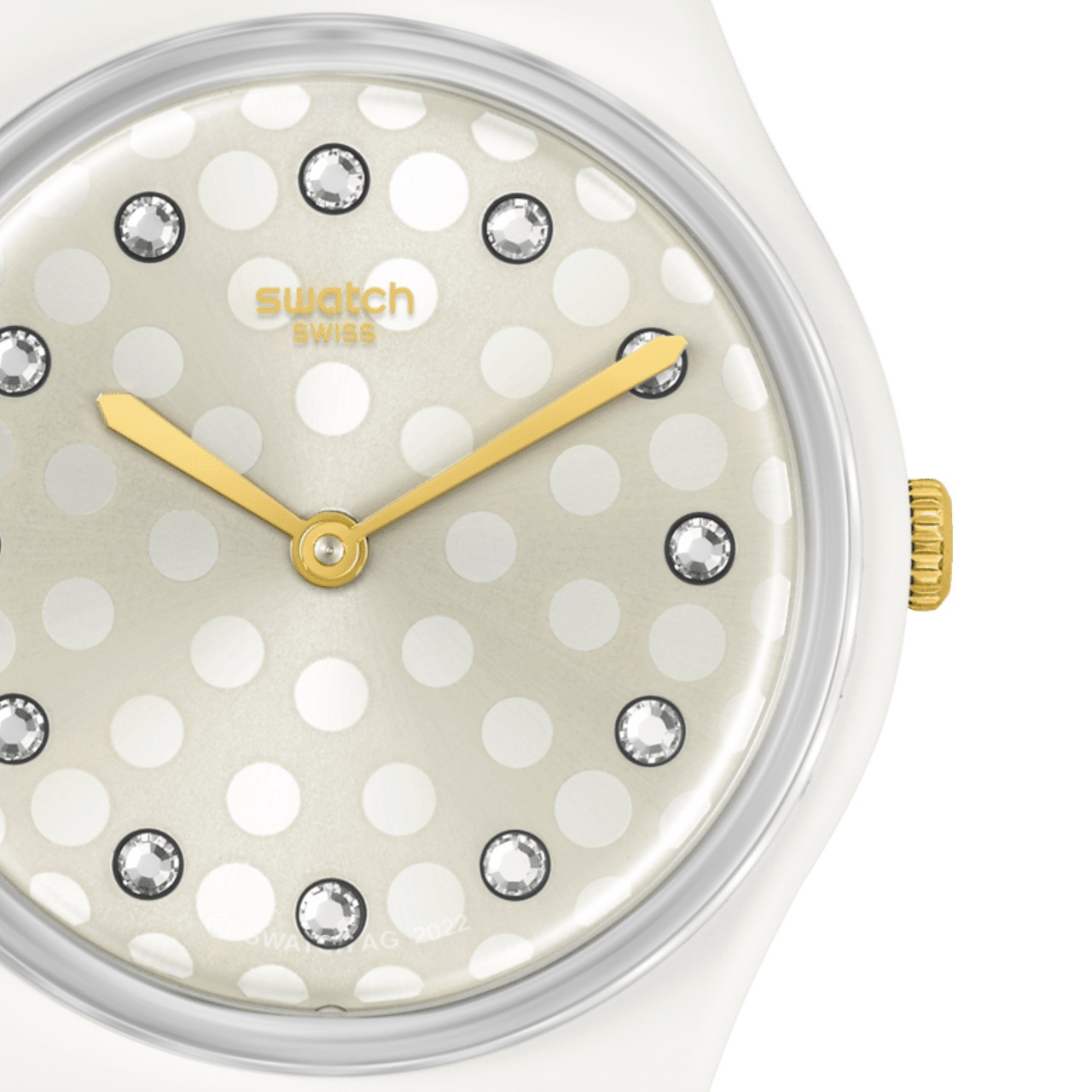 SWATCH Holiday Collection Sparkle Shine Crystals 34mm White Silicon Strap SO31W109 - 2