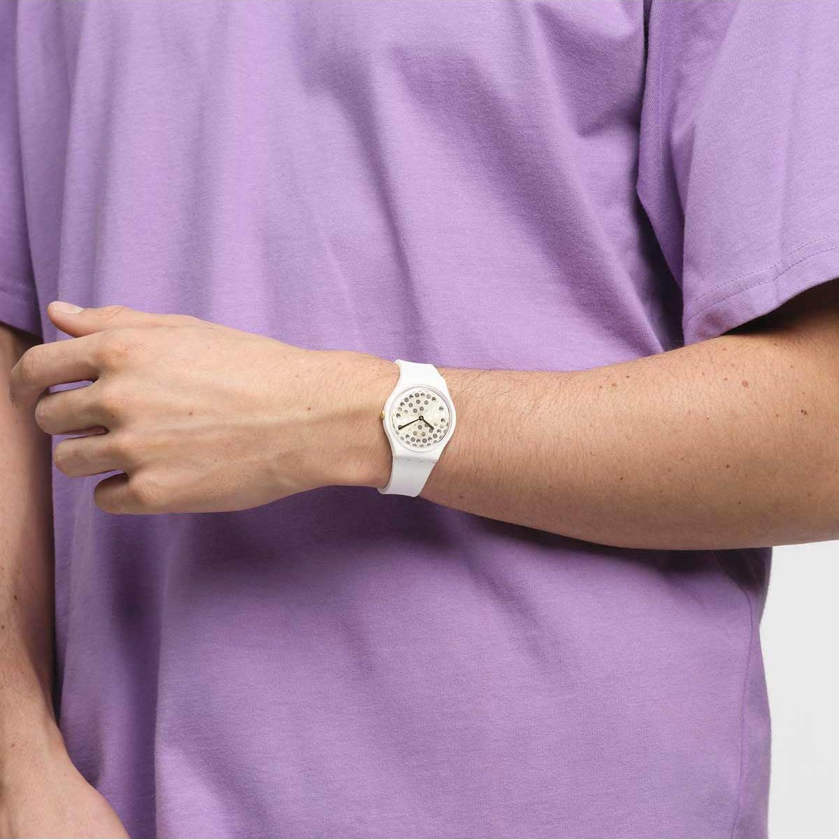 SWATCH Holiday Collection Sparkle Shine Crystals 34mm White Silicon Strap SO31W109 - 5
