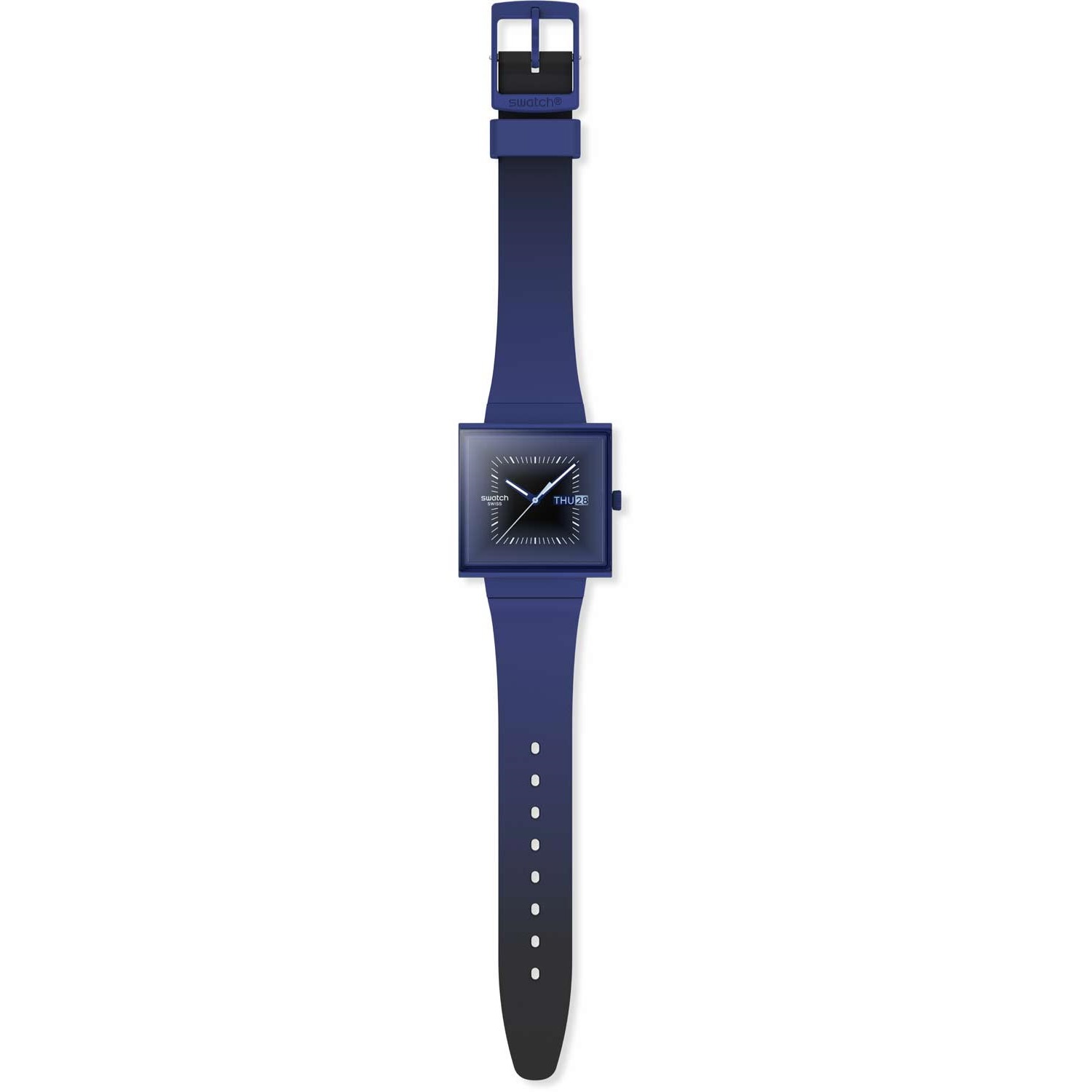 SWATCH Bioceramic Squarely Blacklight 41.8mm Blue Biosourced Strap SO34N700 - 
