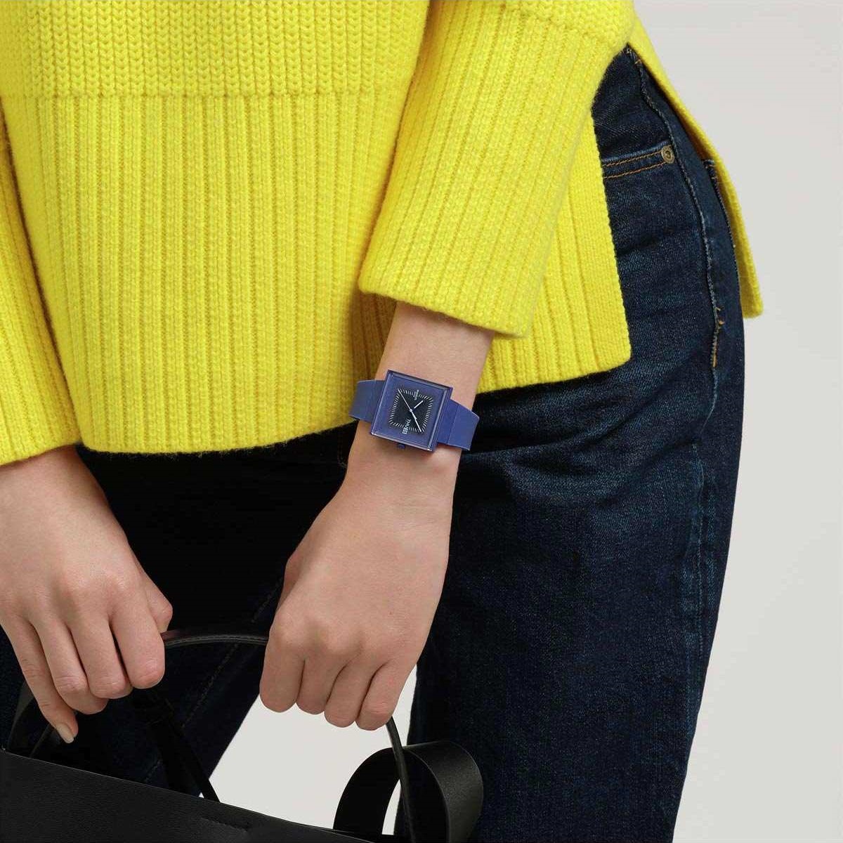 SWATCH Bioceramic Squarely Blacklight 41.8mm Blue Biosourced Strap SO34N700 - 5