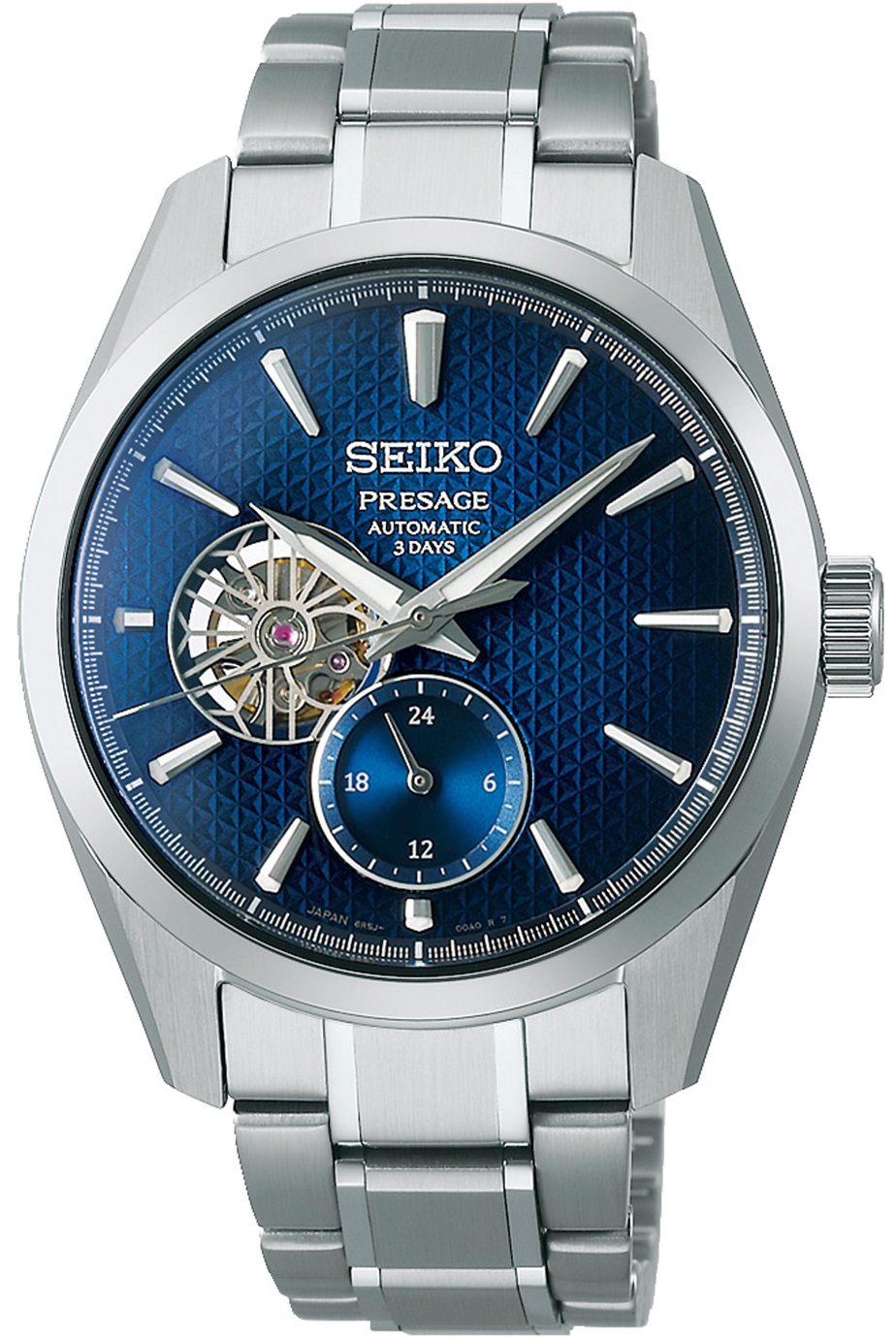 SEIKO Presage Classic Series 'Ao' Sharp-Edged Open heart Automatic Blue Dial 40.2mm Silver Stainless Steel Bracelet SPB417J1 - 