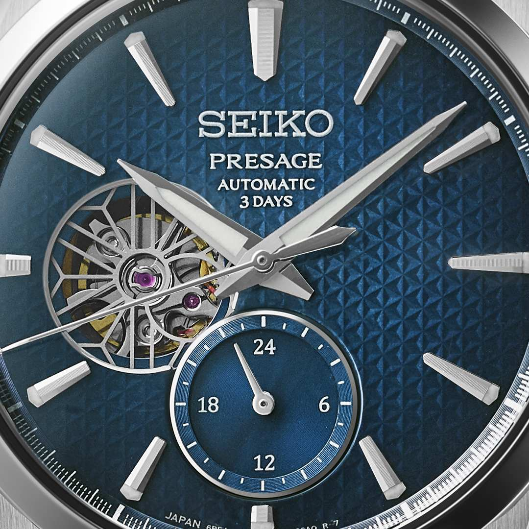 SEIKO Presage Classic Series 'Ao' Sharp-Edged Open heart Automatic Blue Dial 40.2mm Silver Stainless Steel Bracelet SPB417J1 - 4