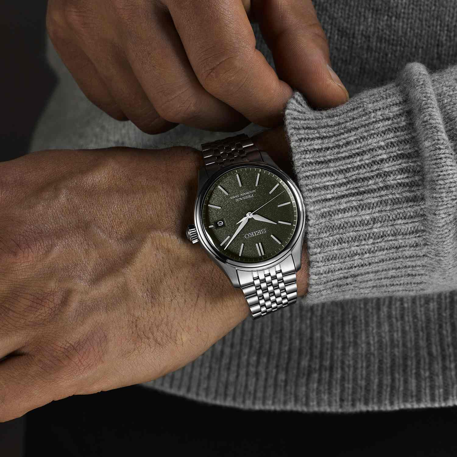 SEIKO Presage Classic Series 'Sensaicha' Automatic Grey Dial 40.2mm Silver Stainless Steel Bracelet SPB465J1 - 4