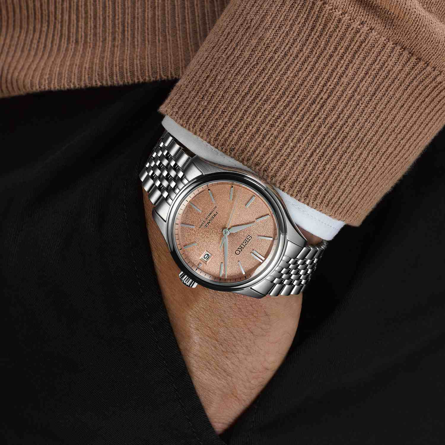SEIKO Presage Classic Series 'Araigaki' Automatic Beige Dial 40.2mm Silver Stainless Steel Bracelet SPB467J1 - 5