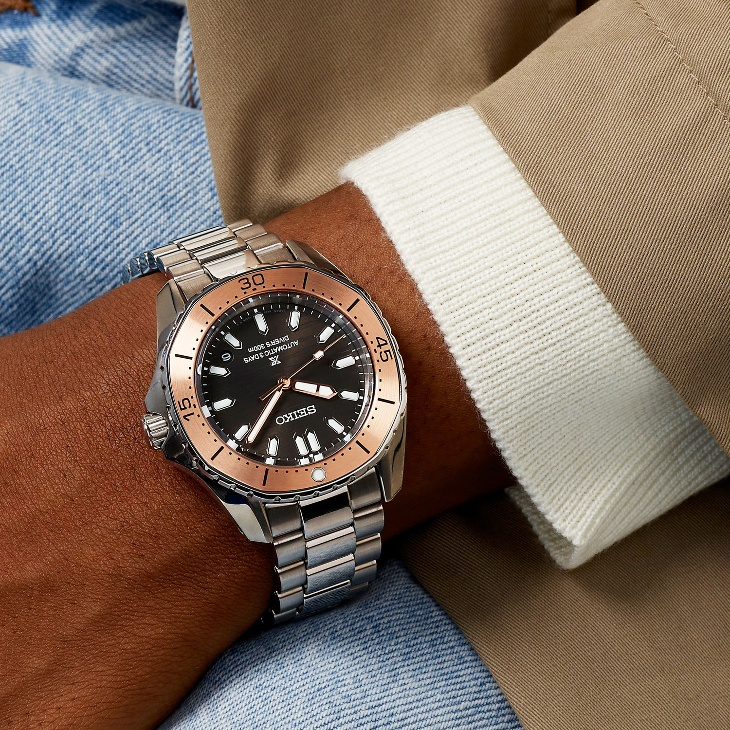 SEIKO Prospex Diver’s Polygonal in Coastline-Cobalt Automatic Brown Dial 41.3mm Silver Stainless Steel Bracelet SPB485J1 - 3