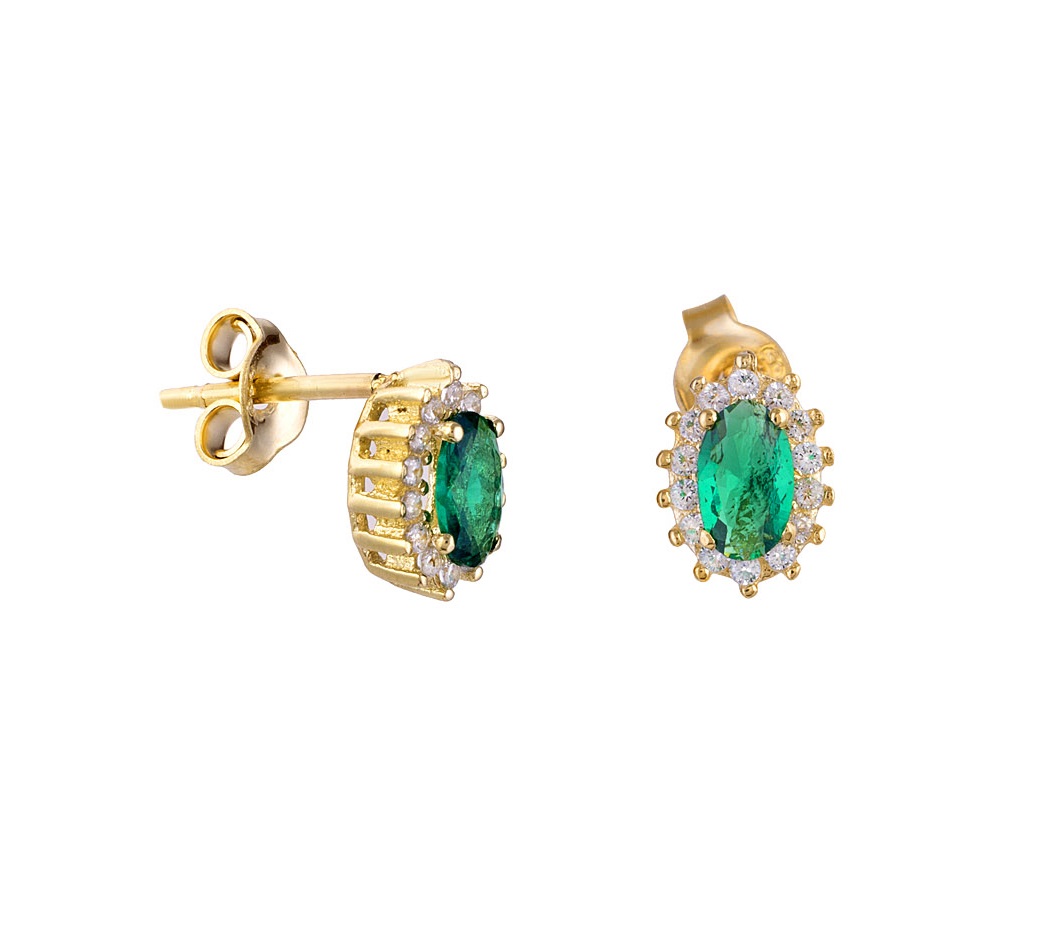 ΣΚΟΥΛΑΡΙΚΙΑ Ροζέτα SENZIO Collection Κίτρινο Χρυσό Κ14 με Πέτρες Ζιργκόν SR0-01GR.Y - 