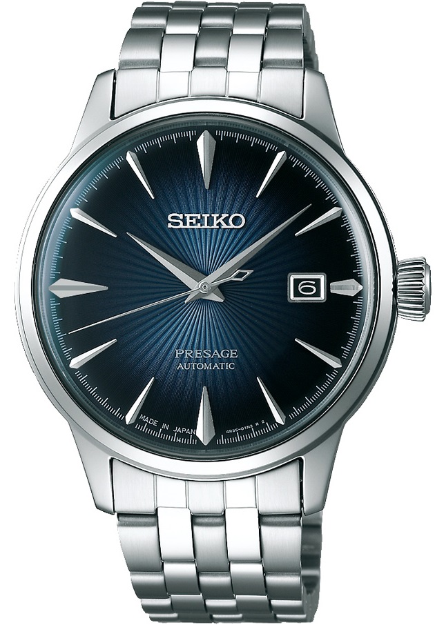 SEIKO Presage Cocktail Time: 'Blue Moon' Automatic 40.5mm Silver Stainless Steel Bracelet SRPB41J1 - 