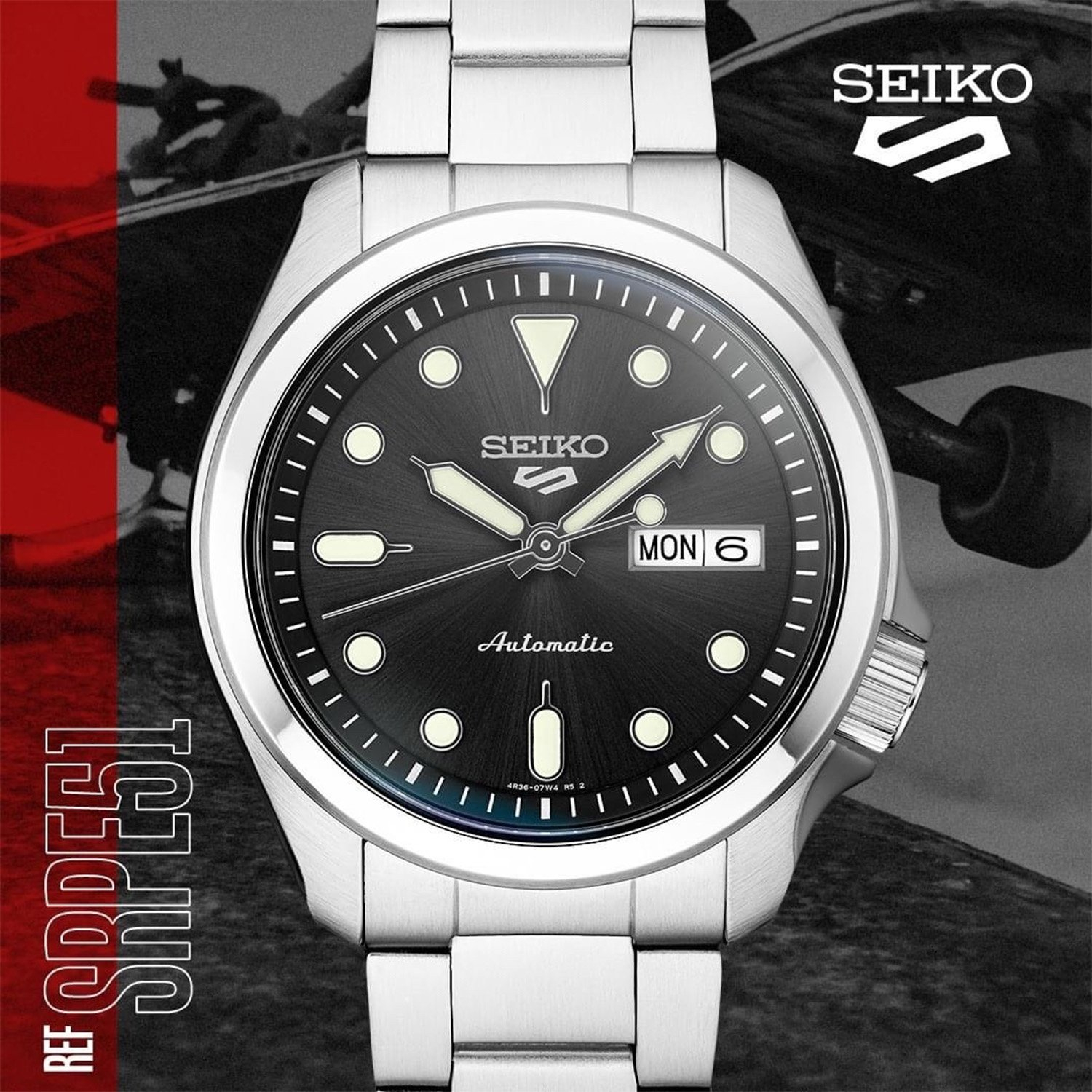 SEIKO 5 Sports Automatic 40mm Silver Stainless Steel Bracelet SRPE51K1F - 5