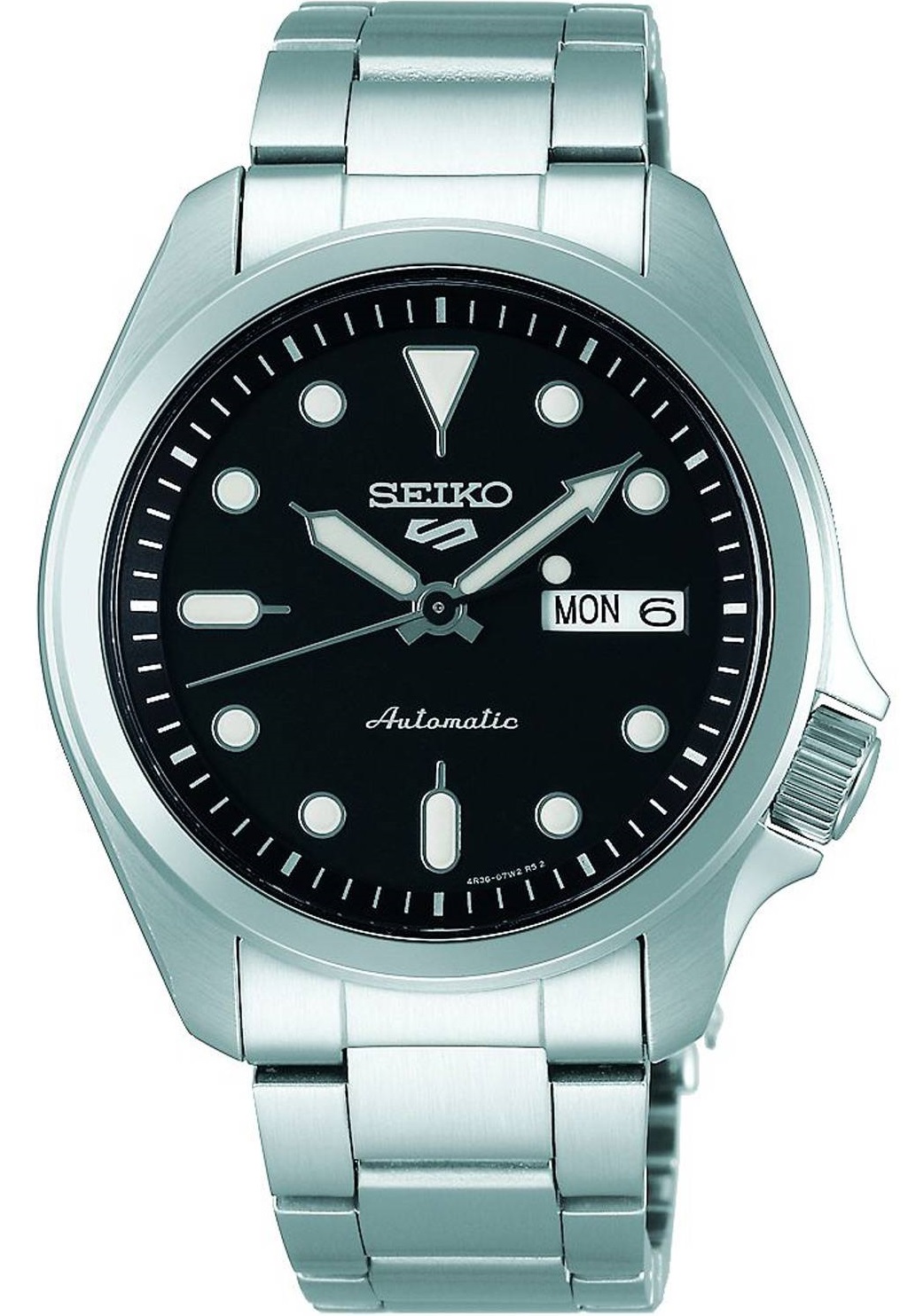 SEIKO 5 Sports Automatic Black Dial 40mm Silver Stainless Steel Bracelet SRPE55K1F - 