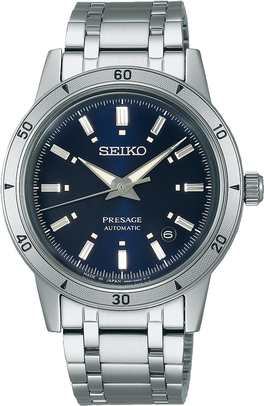 SEIKO Presage 'Elegant Yet Rugged' Style 60s Automatic Navy Dial 39.5mm Silver Stainless Steel Bracelet SRPL07J1 - 