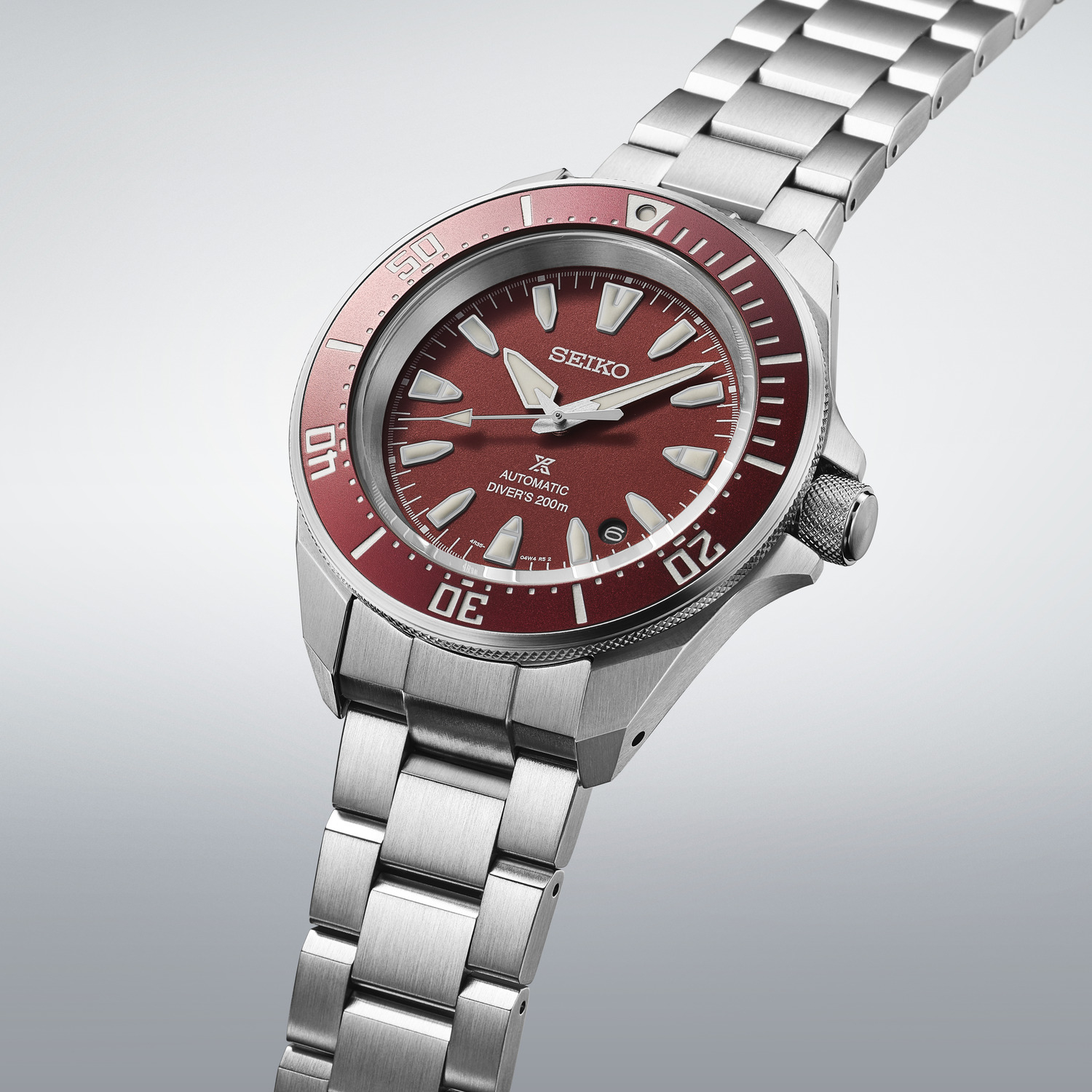 SEIKO Prospex 'Samurai' 4R Red Diver's Automatic Red Dial 41.7mm Silver Stainless Steel Bracelet SRPL11K1 - 