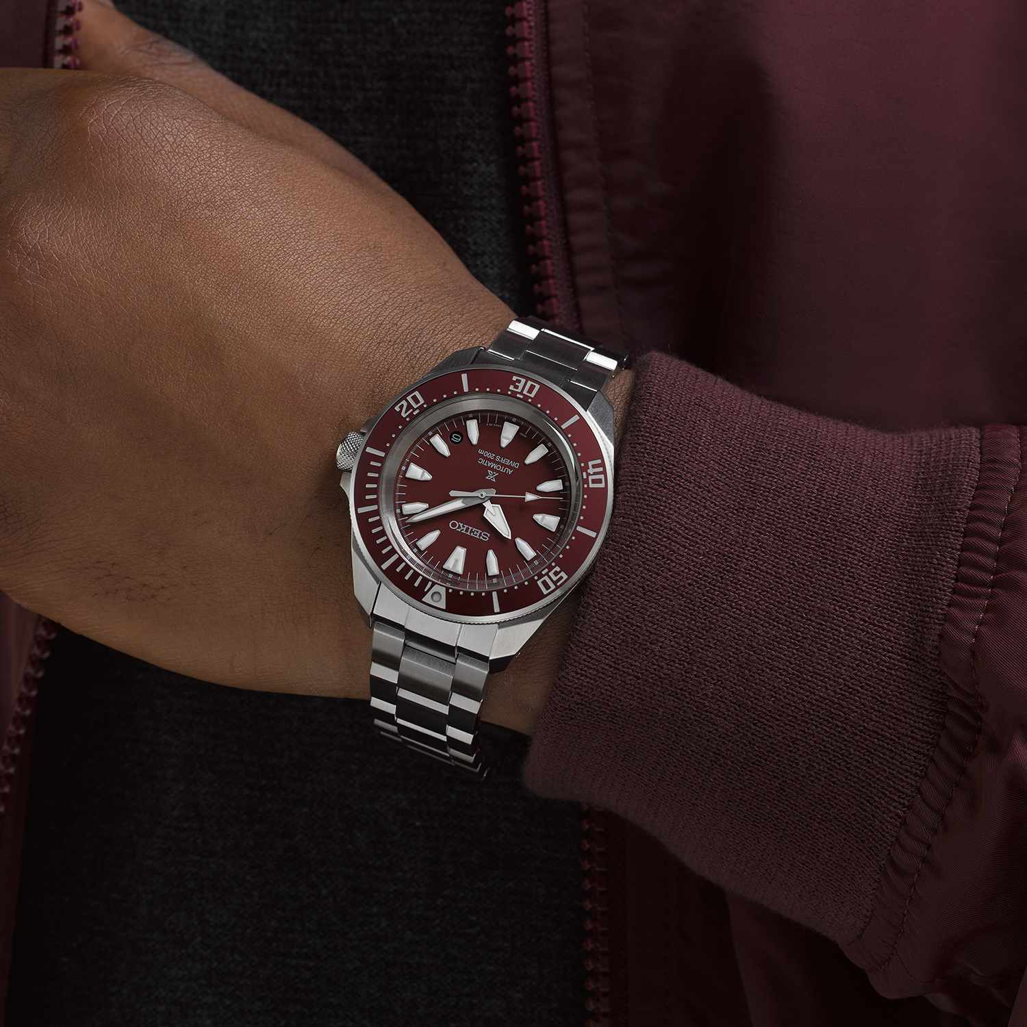 SEIKO Prospex 'Samurai' 4R Red Diver's Automatic Red Dial 41.7mm Silver Stainless Steel Bracelet SRPL11K1 - 4