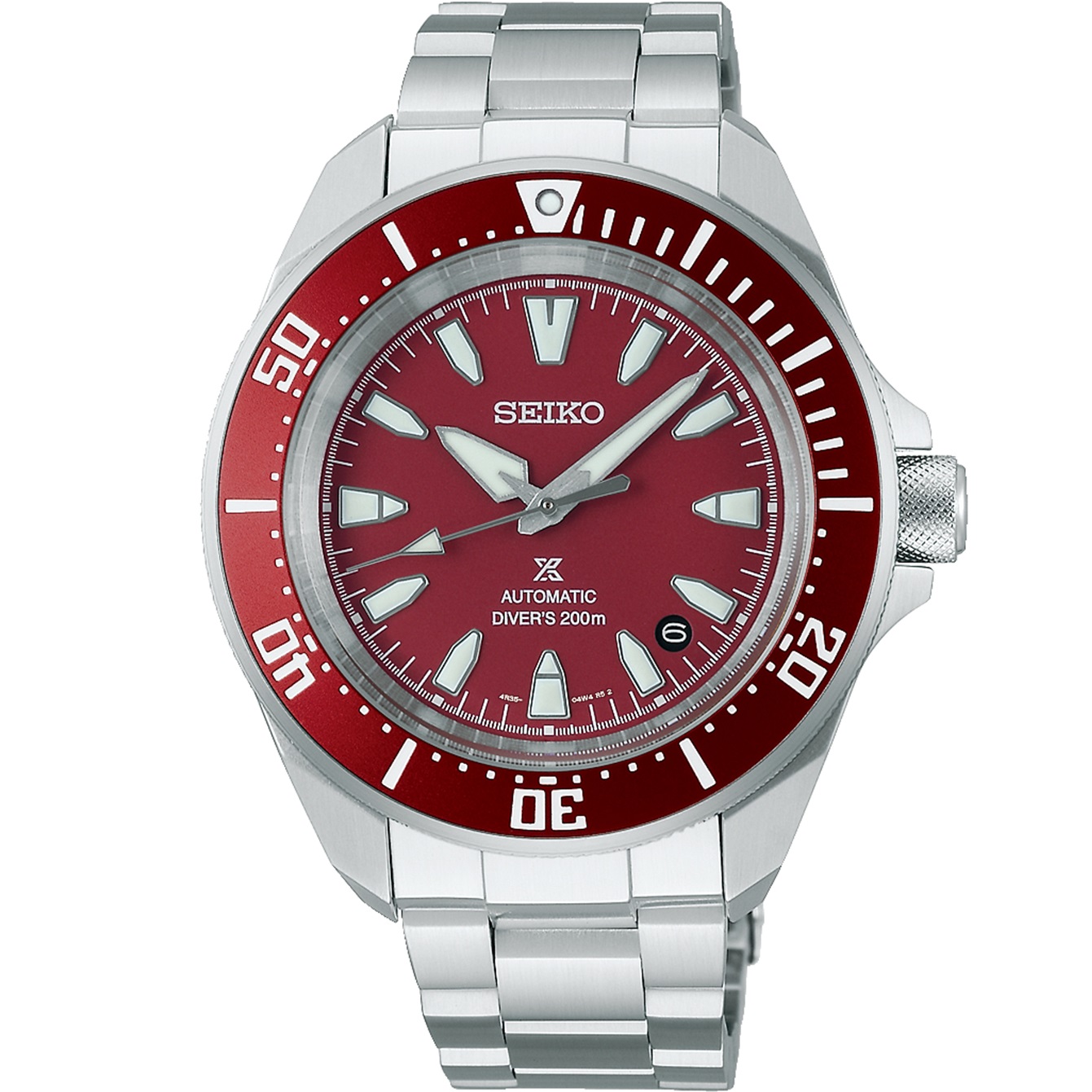 SEIKO Prospex 'Samurai' 4R Red Diver's Automatic Red Dial 41.7mm Silver Stainless Steel Bracelet SRPL11K1 - 