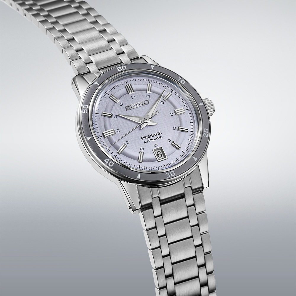 SEIKO Presage Style 60's Automatic Silvery Violet Dial 39.5mm Silver Stainless Steel Bracelet SRPL73J1 - 