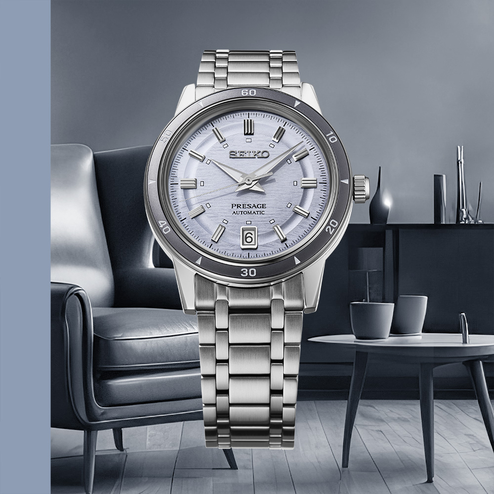 SEIKO Presage Style 60's Automatic Silvery Violet Dial 39.5mm Silver Stainless Steel Bracelet SRPL73J1 - 4